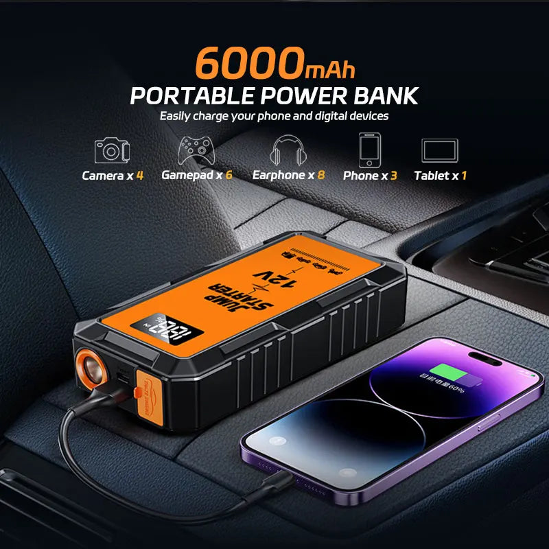 Power Bank 2000A Jump Starter Portable Charger Car Booster 12V Auto Starting Device Emergency Car Battery Starter