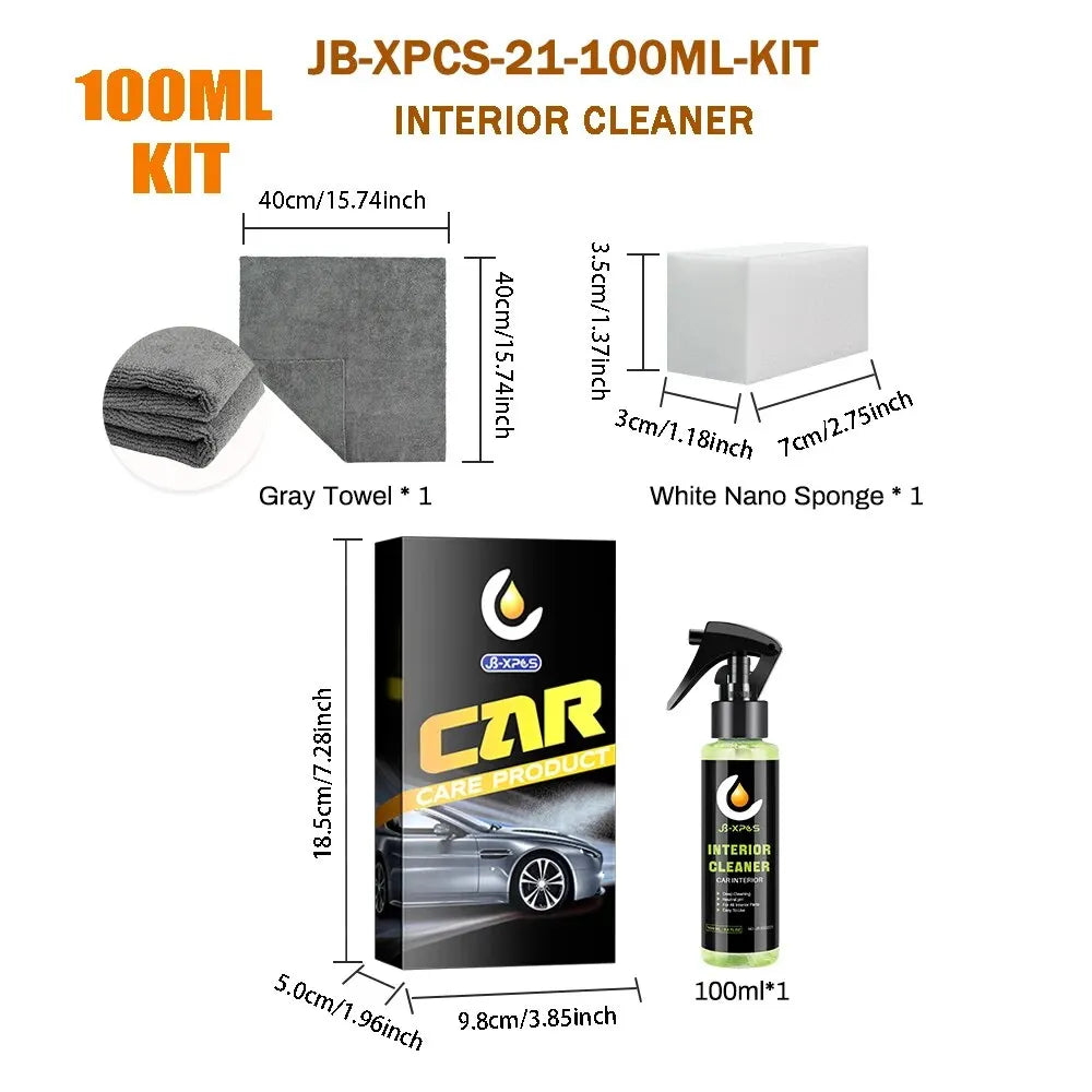 Interior Cleaner Water-free Foam Spray For Plastic Trim Leather Seat Fabric Top Carpet Stain Cleaning Solution JB-XPCS 21