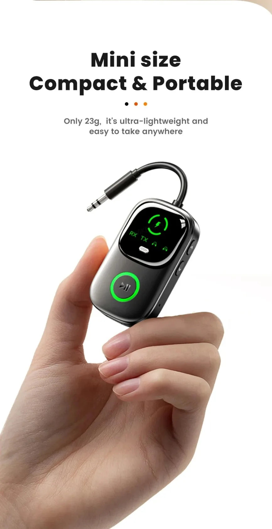 VIKEFON 2 In 1 Bluetooth 5.4 Audio Reciever Transmitter RT/TX Adapter for TV Earphones Cars Flights 3.5mm AUX Bluetooth Dongle