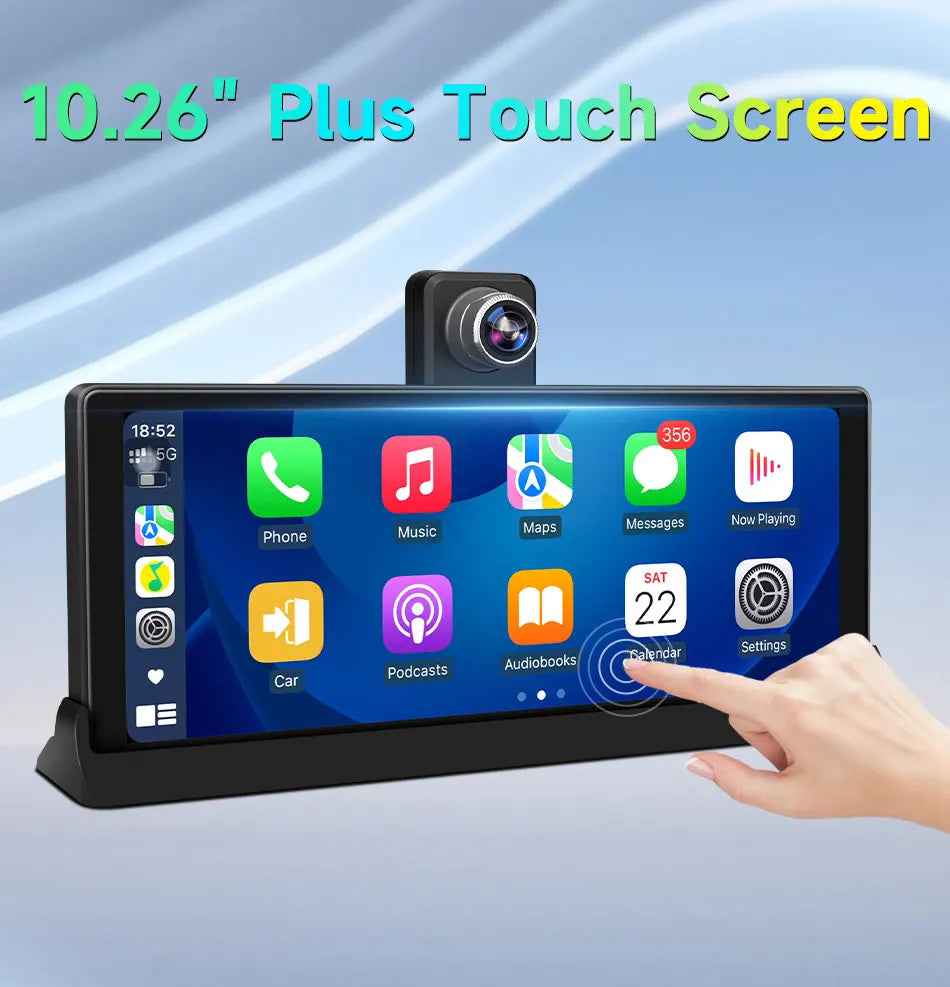 10.26" ADAS 4K Dash Cam Wireless CarPlay & Android Auto Screen for Car,360° Rotating Lens Car DVR,Navigation Dashboard Recorder