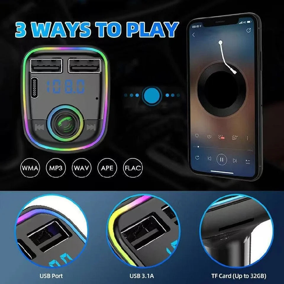 Bluetooth FM Transmitter Handsfree Car Radio Modulator MP3 Player With USB Super Quick Charge Adapter for Car