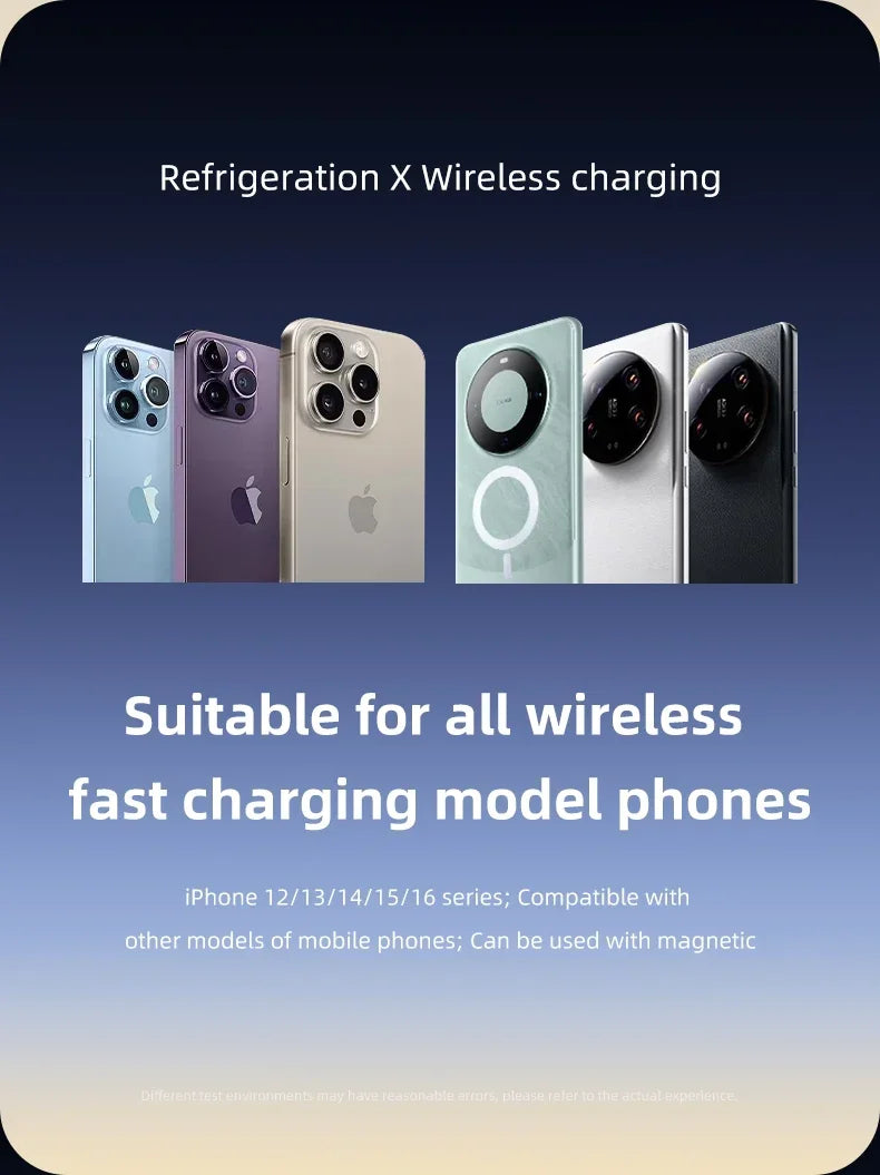 Magnetic Wireless Car Charger Phone Holder Ice Cooling RGB Tempered Glass Fast Charging Radiator For Magsafe iPhone Samsung