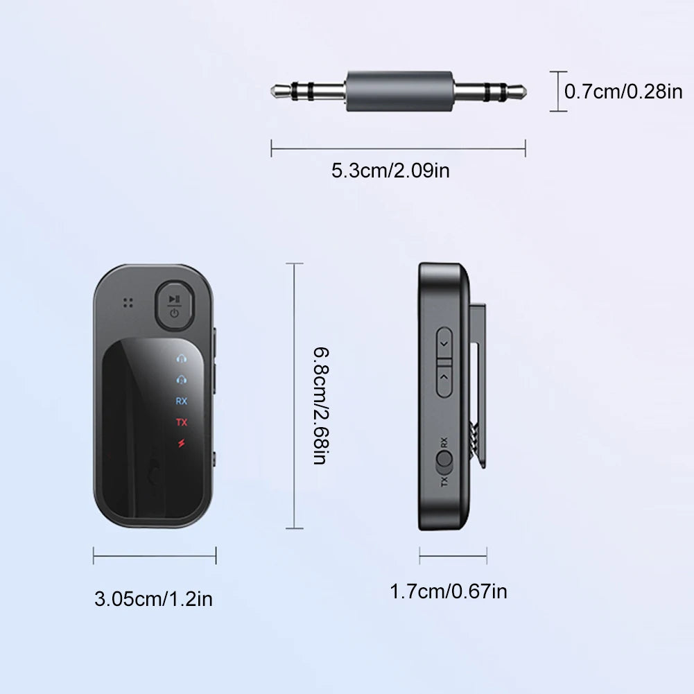 BT5.4 Audio Transmitter Receiver Low Latency Hifi Wireless Adapter Dual Stream Wireless Adapter for TV Car PC Headphones