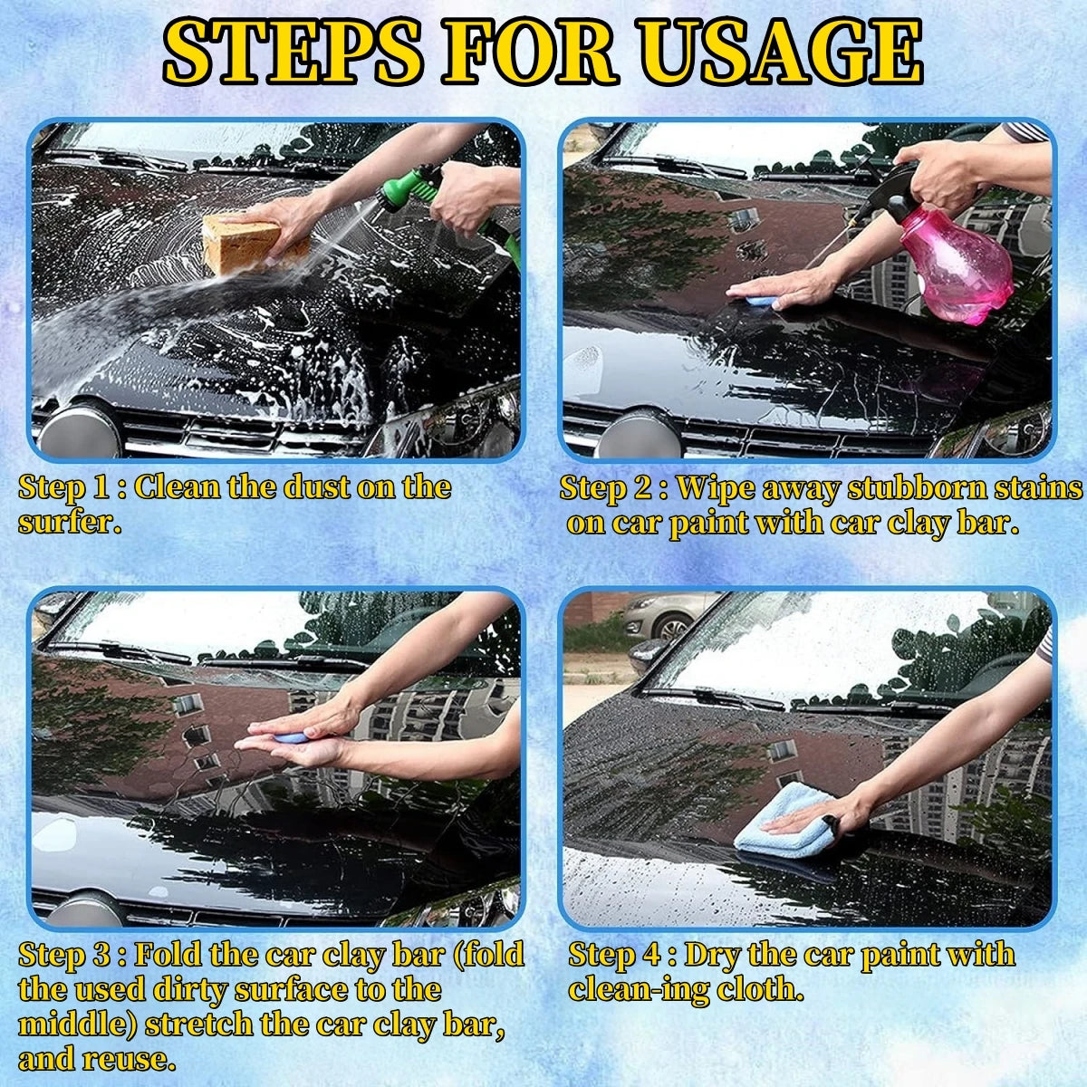 1-4PCS Blue Car Detailing Cleaning Magic Clay Bar Auto Paint Maintenance Tools Premium Grade Material 100G Car Washing Mud