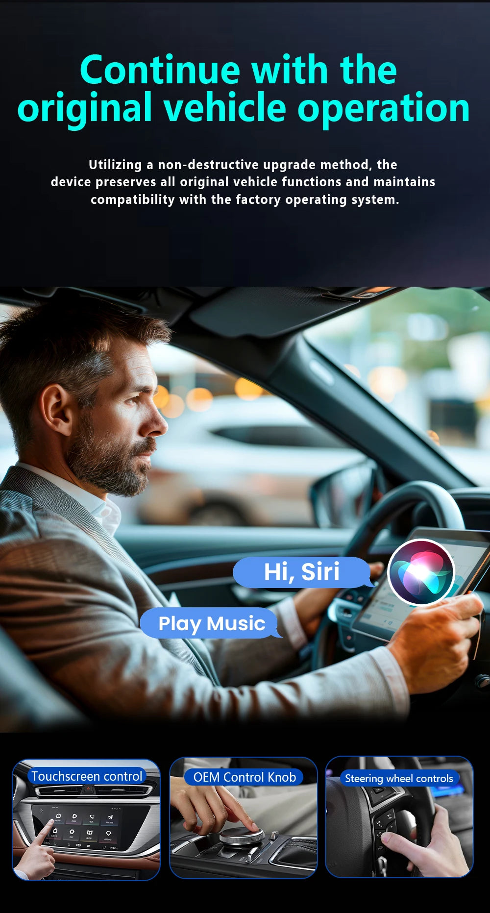 4-in-1 Wireless Carplay Adapter Android Auto Connect Airplay Mirror Link Screen Plug and Play Bluetooth for Apple and Android