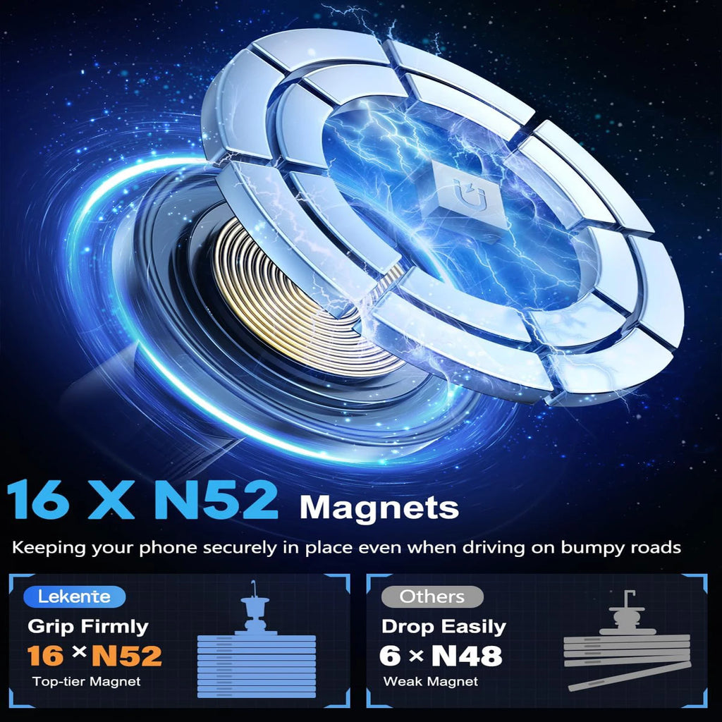 UYUXIO Magnet Wireless Car Charger 15W Fast Charging Magnetic Car Mount Phone Holder Air Vent for iPhone 16 15 14 13 Pro Max 12