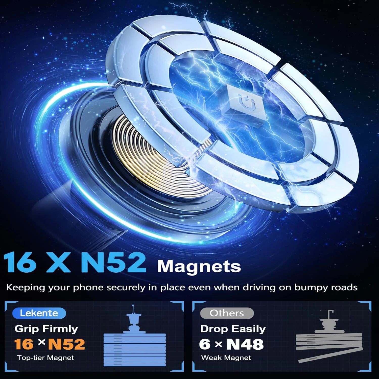 UYUXIO Magnet Wireless Car Charger 15W Fast Charging Magnetic Car Mount Phone Holder Air Vent for iPhone 16 15 14 13 Pro Max 12