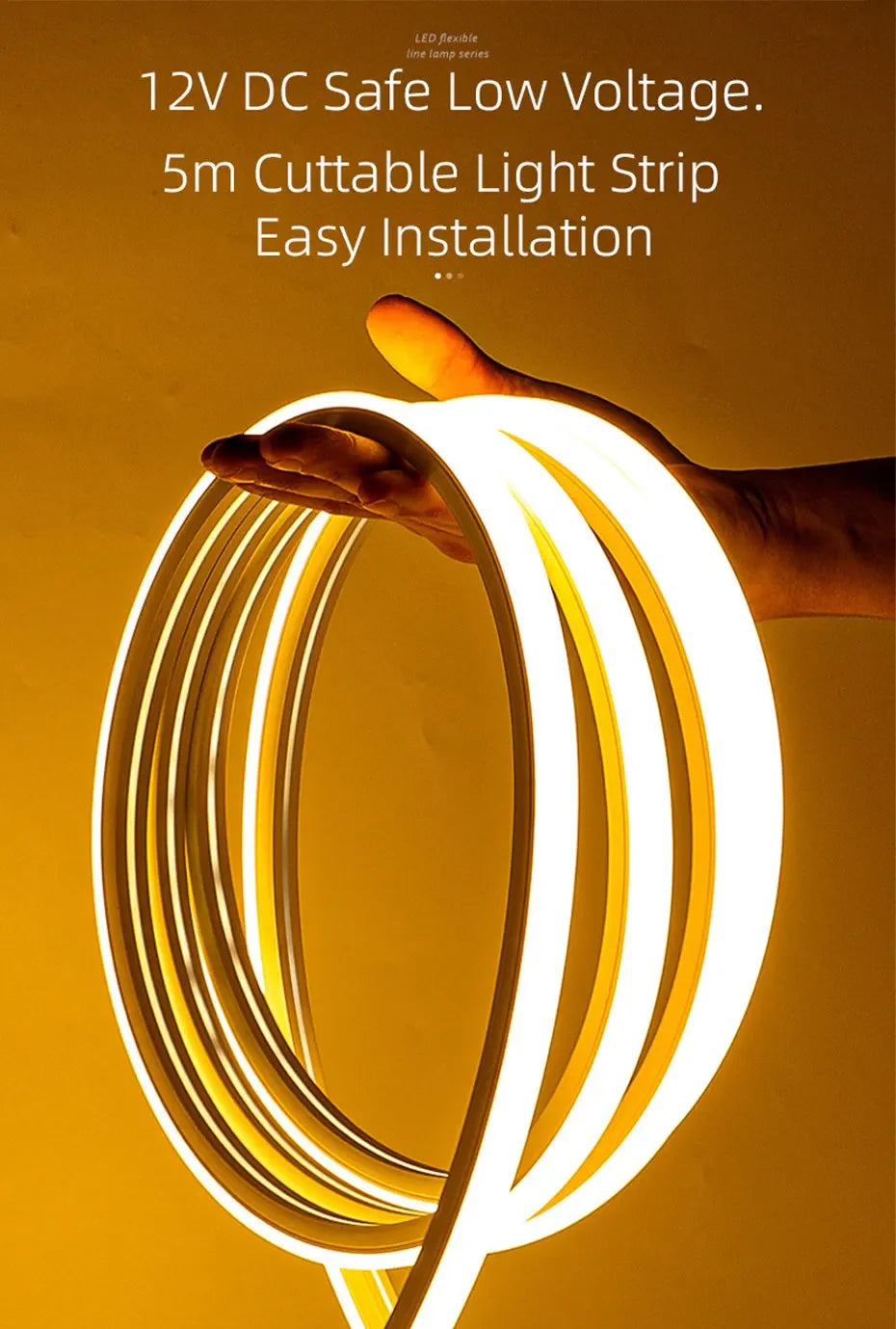 Flexible LED Ambient Light Strip 5m DC12V for Tesla Model Y 3 S After Trunk Frunk Silicone Interior Car Decorative Lamp DIY Lamp