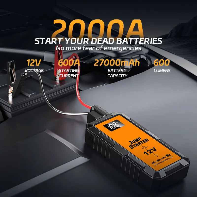 Power Bank 2000A Jump Starter Portable Charger Car Booster 12V Auto Starting Device Emergency Car Battery Starter