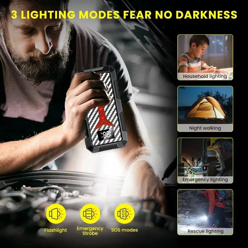 Car Jump Starter 8000A Battery Charger 298000mAh Emergency Power Bank Booster for 12V Gas and Diesel Vehicles