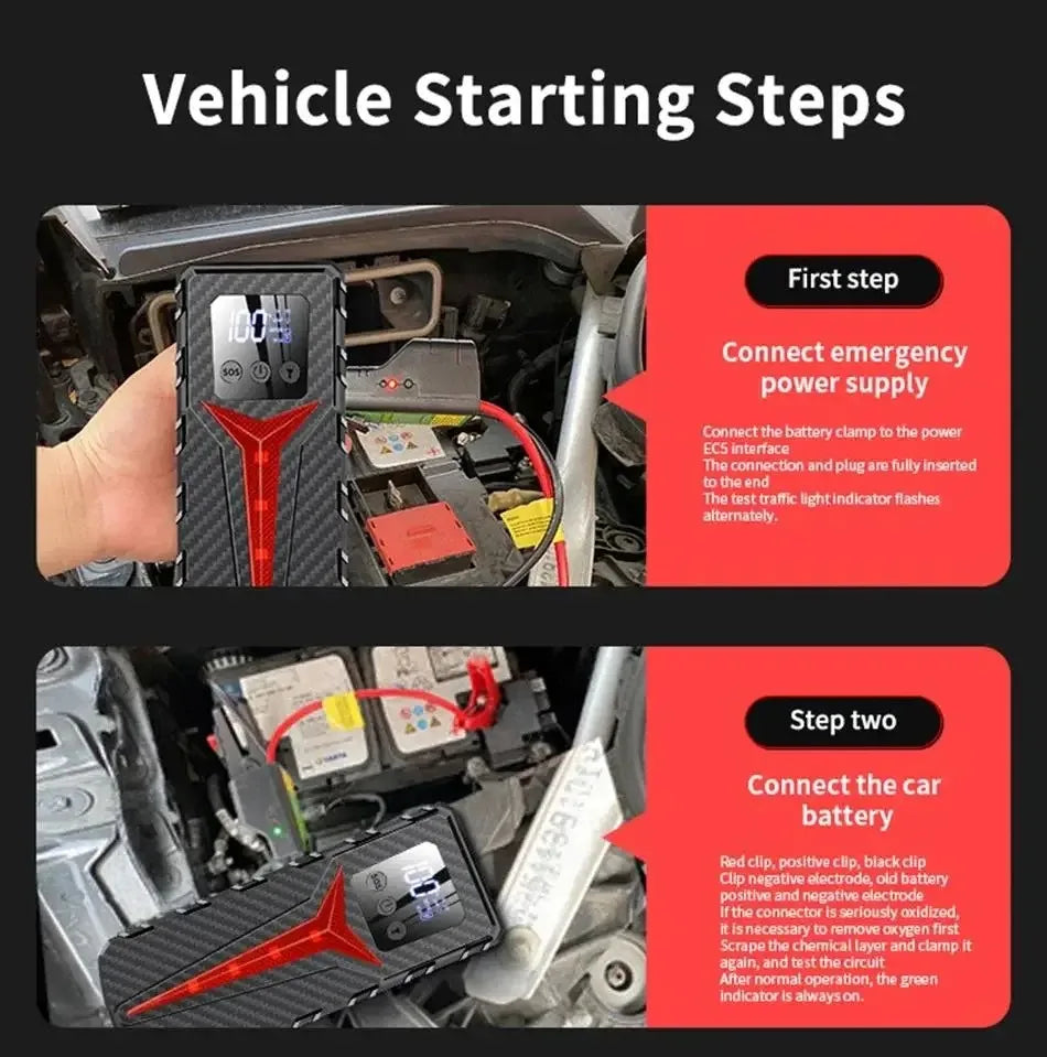 Car Jump Starter 8000A Battery Charger 298000mAh Emergency Power Bank Booster for 12V Gas and Diesel Vehicles