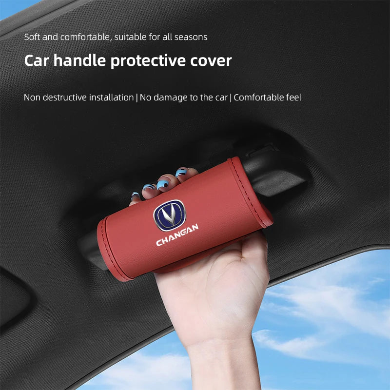 2Pc Car Anti Slip Pull Glove Car Interior Leather Handle Protector Cover For Changan CS15 CS95 CX70 CS85 UNI-K CS35 CS55 CS75